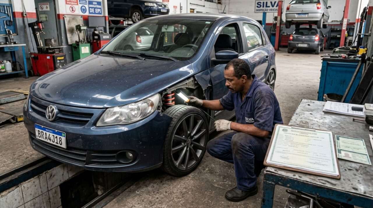 Motorista rebaixa a suspensão para melhorar o visual do carro e acaba tendo problema ao passar por uma fiscalização