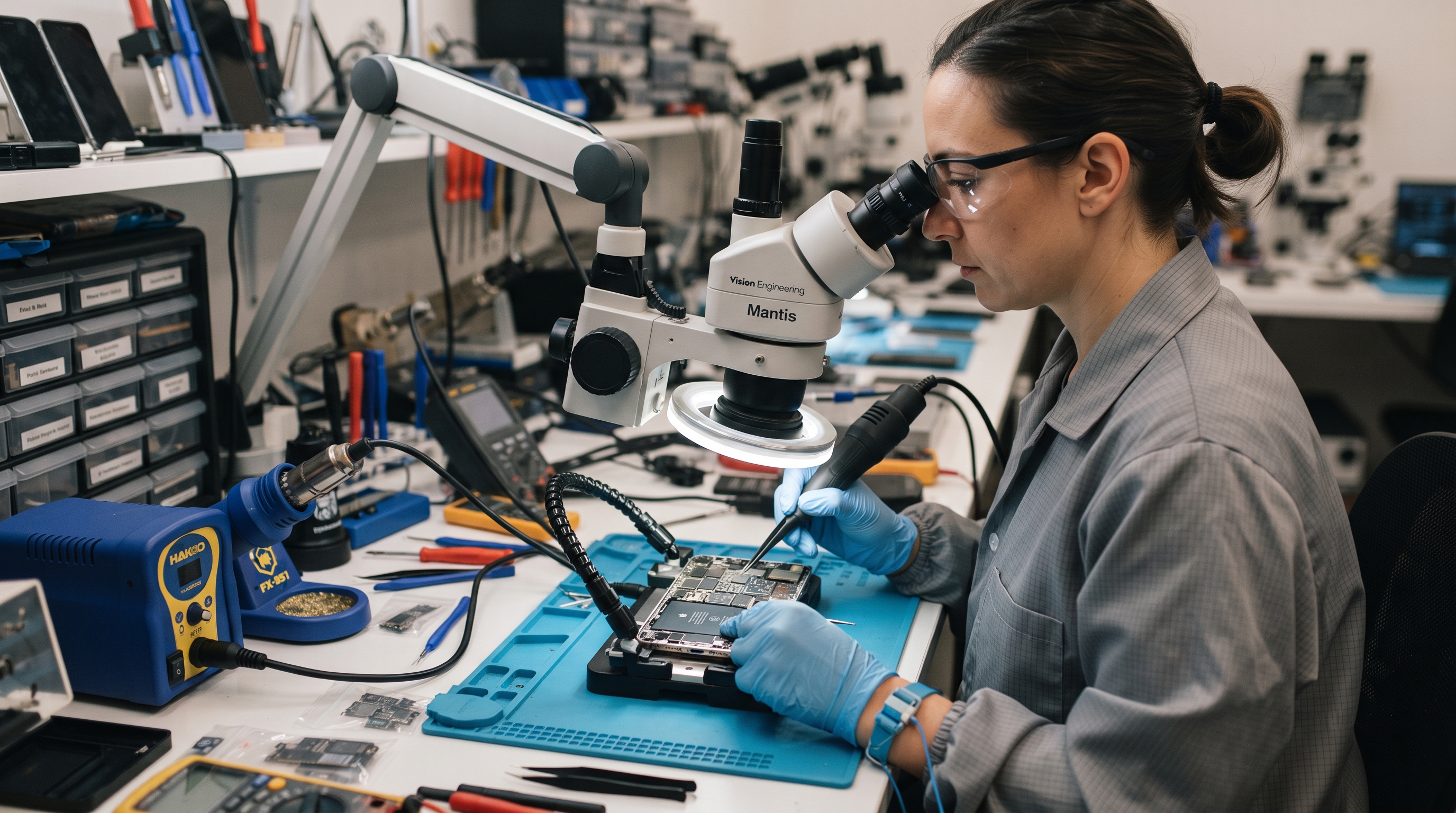 A carreira prática com ganhos de até R$ 8 mil mensais que exige extrema destreza sob o microscópio para reviver smartphones condenados