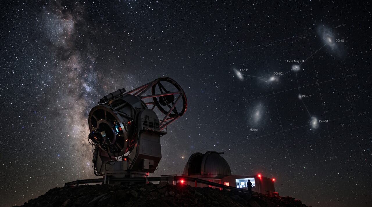 Descoberta de galáxias anãs fantasmas por astrônomos usando o telescópio VST