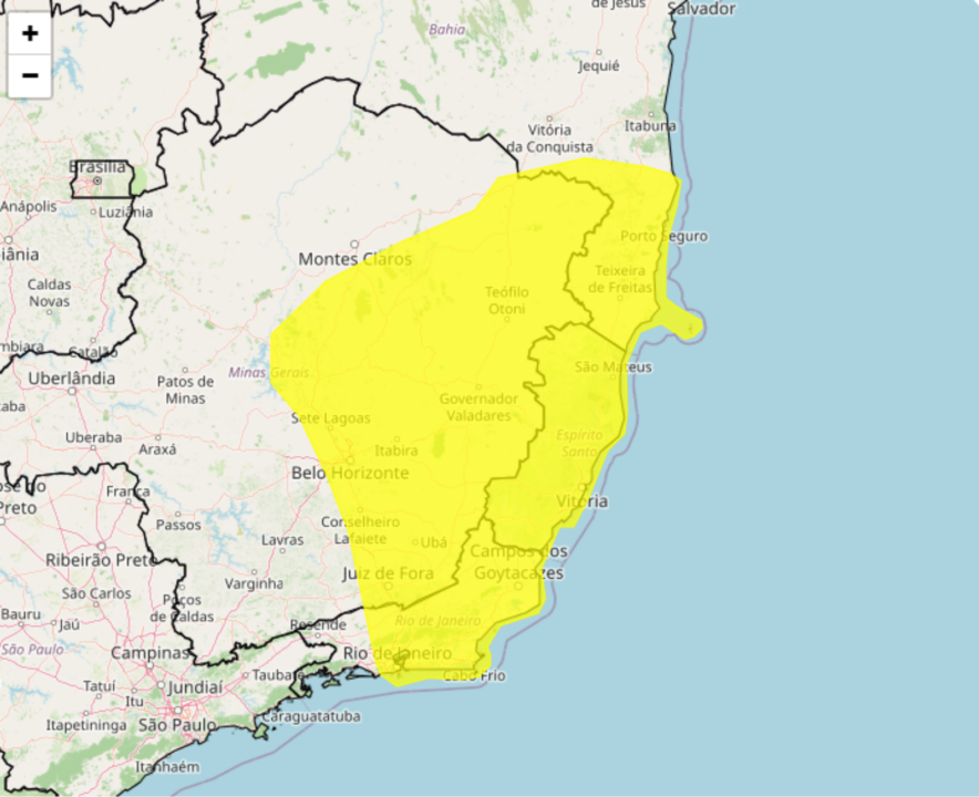 Tempestade coloca cidades de MG, ES e RJ em alerta nesta quarta-feira, 02