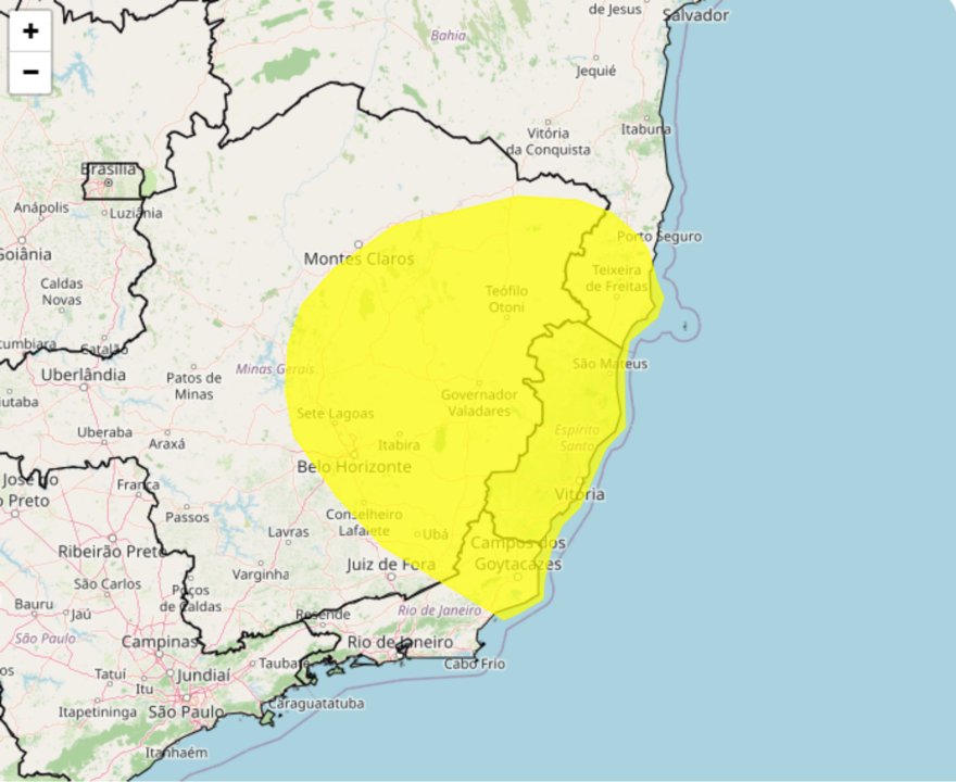 Tempestade coloca cidades de MG e ES em alerta nesta quarta-feira com chuva forte, granizo e ventos de até 60 km/h