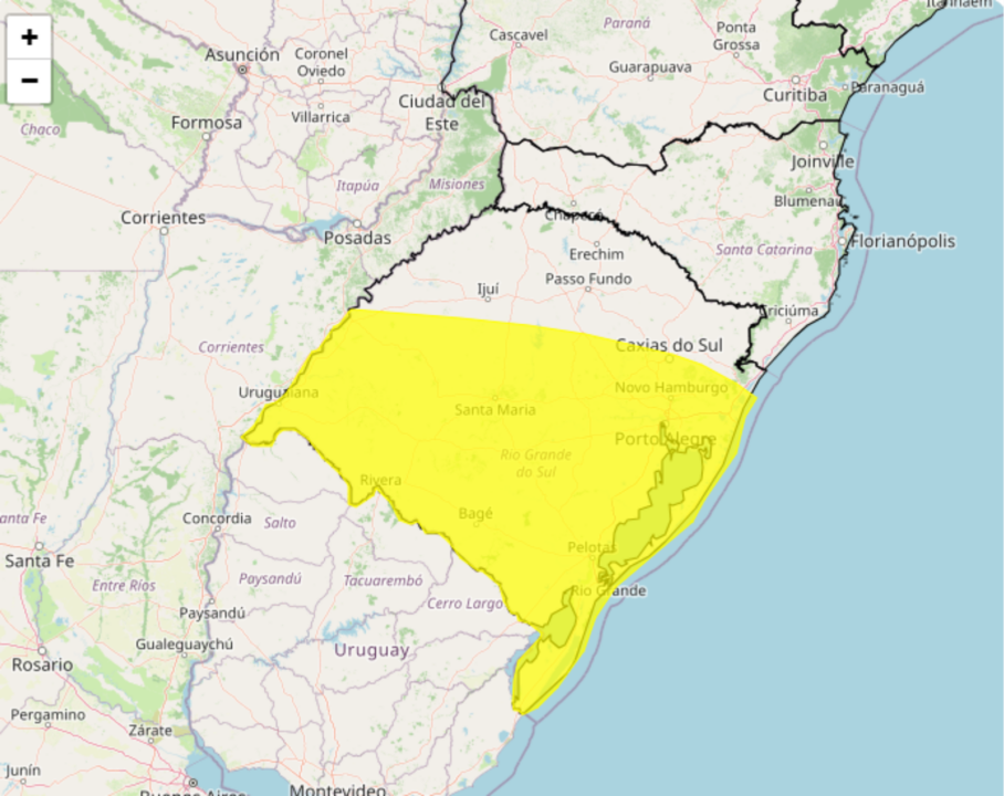 Tempestade coloca quase todo o Rio Grande do Sul em alerta nesta quinta-feira, 03