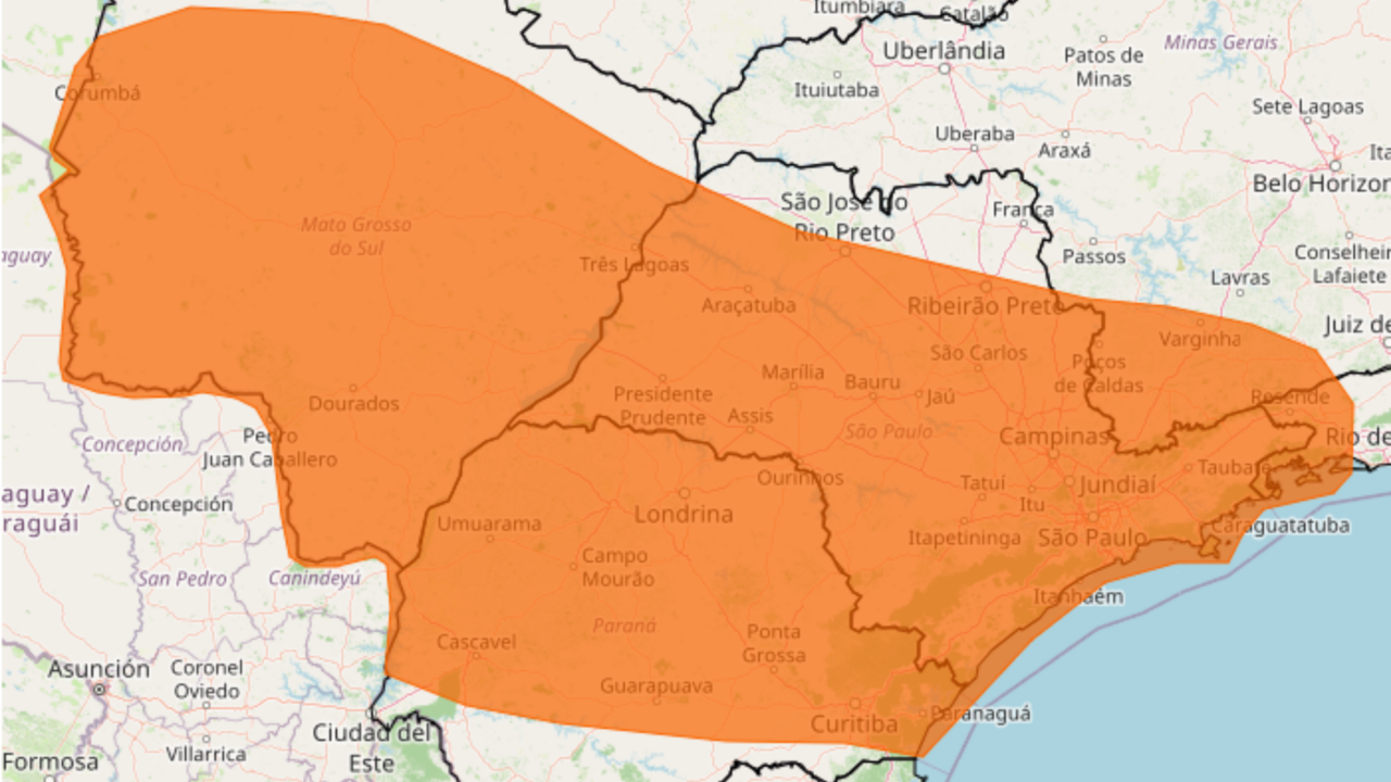 Tempestade coloca várias regiões em alerta nesta terça-feira com risco de granizo e ventos de até 100 km/h