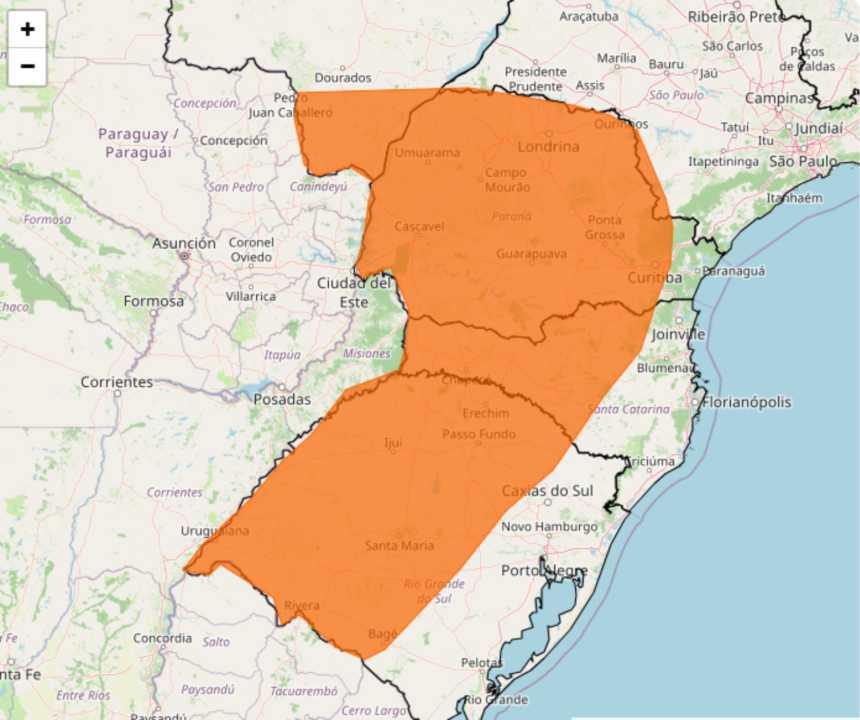 Tempestade severa coloca 24 áreas do Sul e Centro-Oeste em alerta; veja os riscos