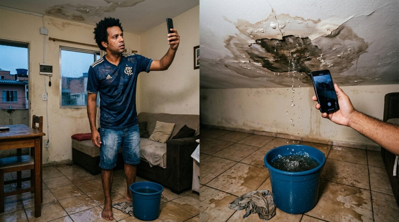 Inquilino avisa sobre goteira após tempestade e semanas depois recebe cobrança porque o forro desabou antes do reparo