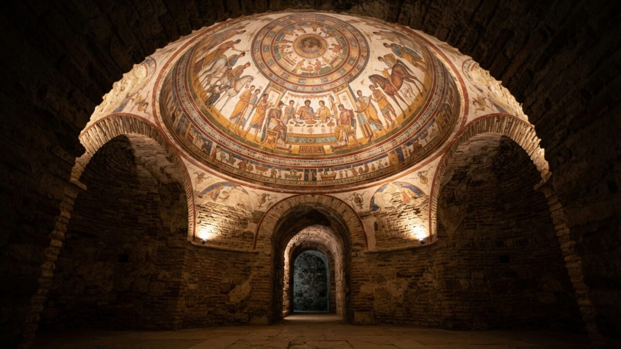 Uma tumba apareceu por acaso em 1944 com pinturas intactas: cenas de banquete preservam o mundo trácio de 2.300 anos atrás