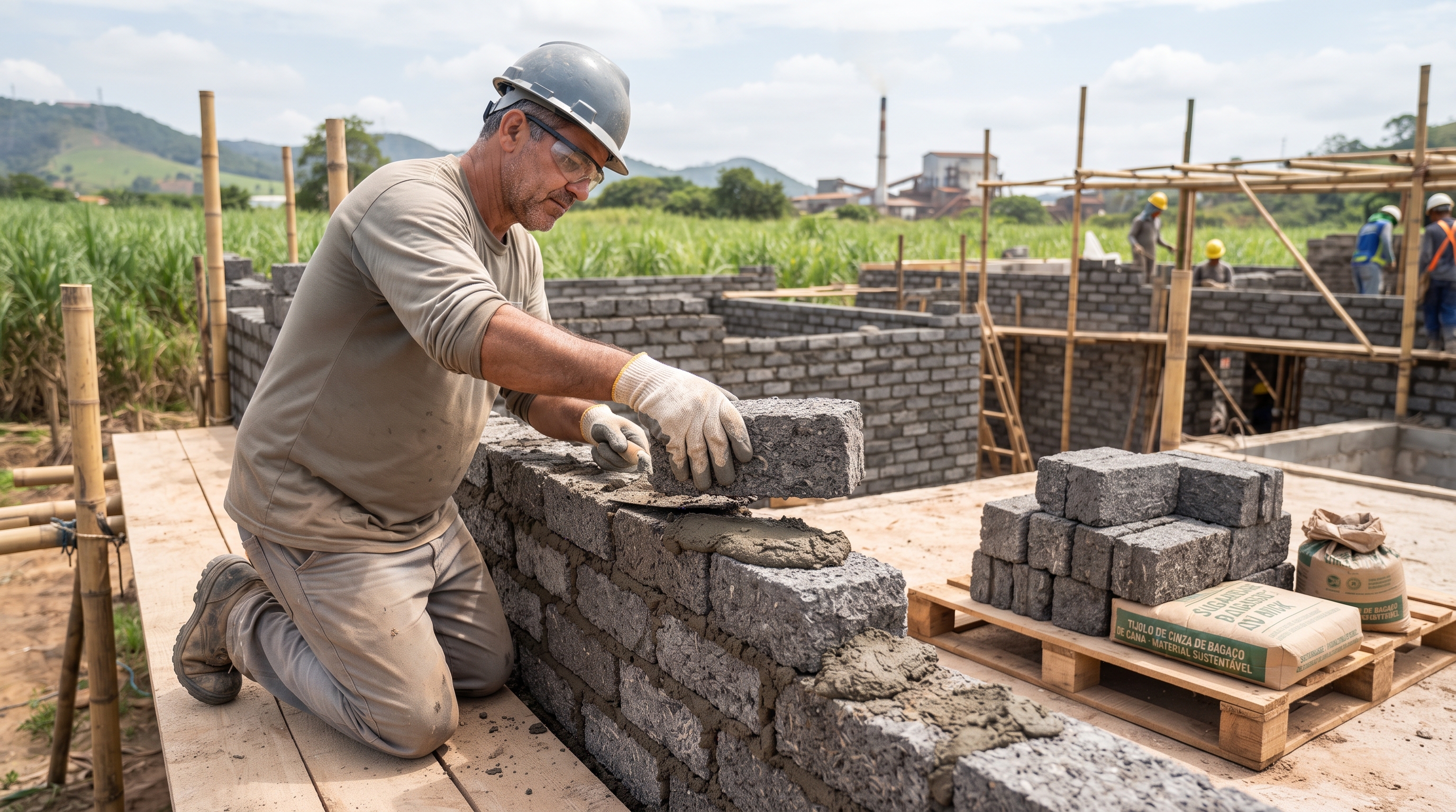 O resíduo das usinas de cana-de-açúcar que poluiria o meio ambiente vira um aditivo poderoso para criar blocos ecológicos incrivelmente fortes e baratos para habitação