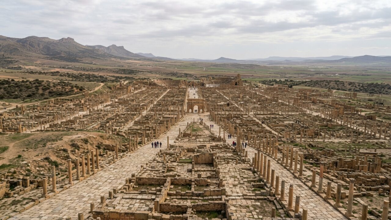Roma desenhou uma cidade quase do zero no deserto e deixou ruas em grade tão regulares que ainda podem ser seguidas hoje