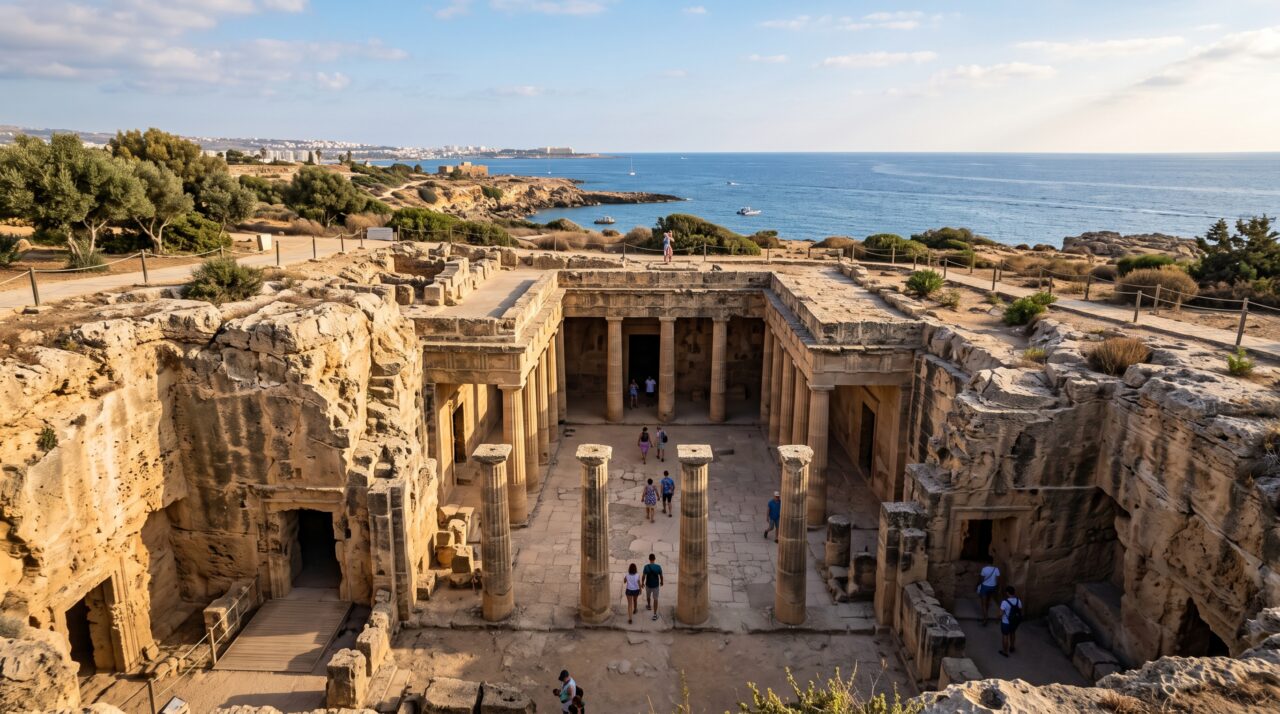 Mosaicos cobrem antigas casas onde mitos gregos viraram cenas no chão: Paphos preserva palácios, tumbas e séculos do culto a Afrodite