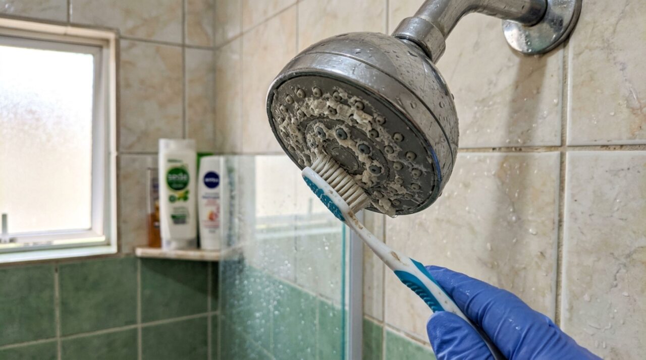 Água do chuveiro estava saindo suja e fraca, homem descobre como limpar adequadamente os furinhos do chuveiro