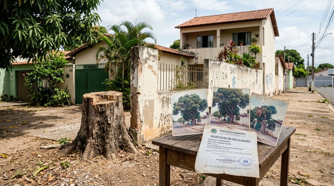 Casal de idosos cuidou durante anos da árvore onde se conheceram pela primeira vez, ao voltar de viagem, descobrem que vizinho mandou cortar a árvore de lugar sem autorização, por risco de cair em cima de sua residência, os idosos alegam que deveriam ter sido informados primeiro