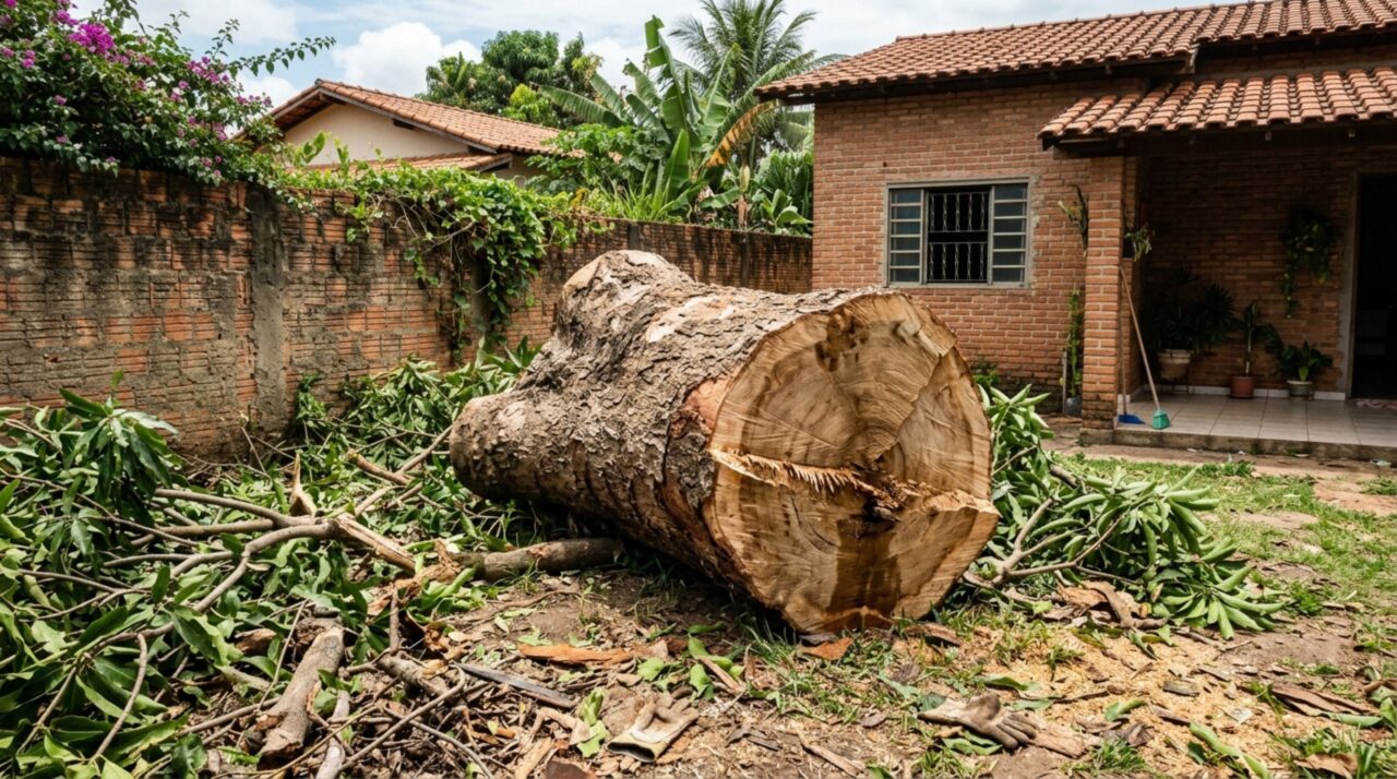 Casal de idosos cuidou durante anos da árvore onde se conheceram pela primeira vez, ao voltar de viagem, descobrem que vizinho mandou cortar a árvore de lugar sem autorização, por risco de cair em cima de sua residência, os idosos alegam que deveriam ter sido informados primeiro