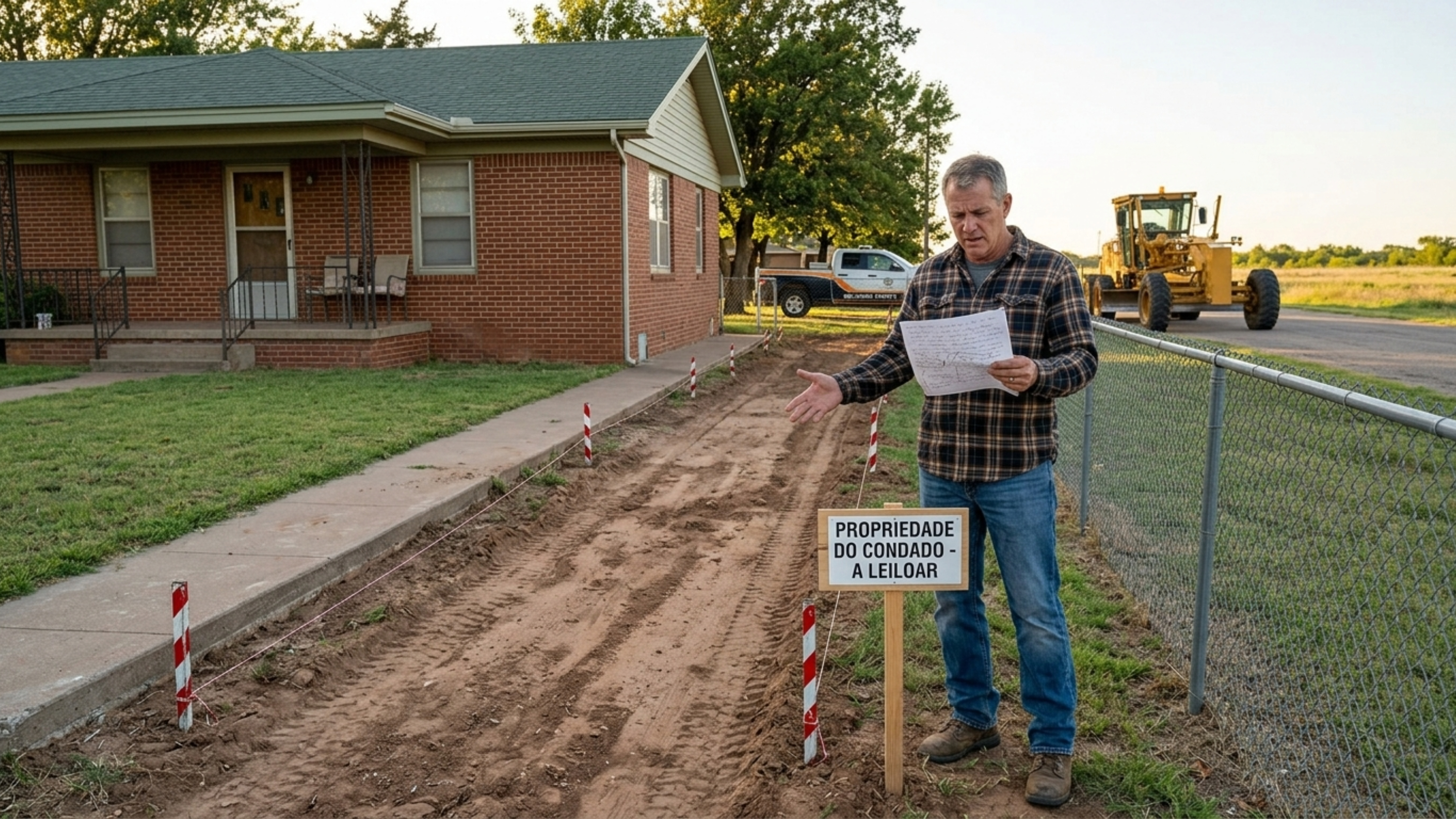 Um homem de Oklahoma disse que comprou cinco acres do avô em 1994; 32 anos depois, o condado afirma possuir uma faixa de 40 pés a poucos centímetros de sua casa e planeja leiloá-la