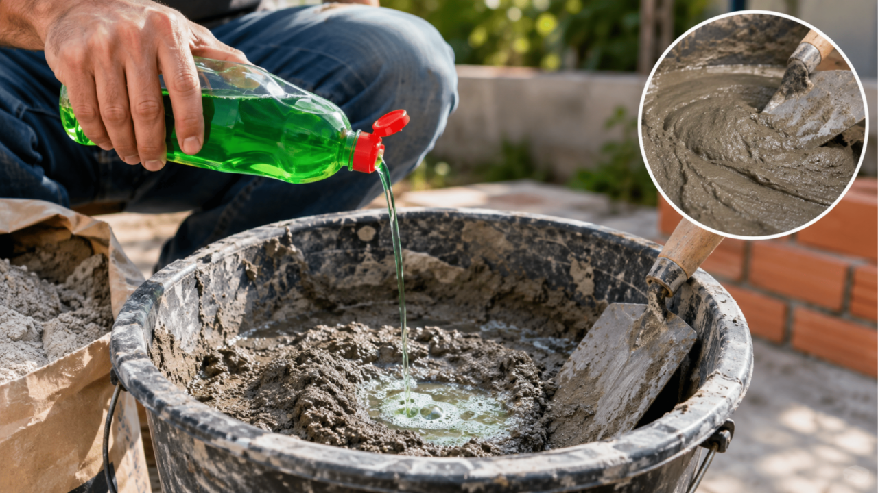 Um pedreiro veterano deu a dica: misturar detergente no cimento é o melhor truque para reparos simples em casa