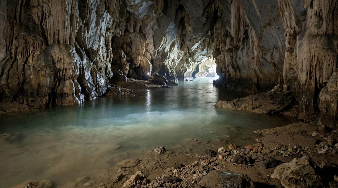 Água doce e água marinha podem formar camadas diferentes dentro da caverna