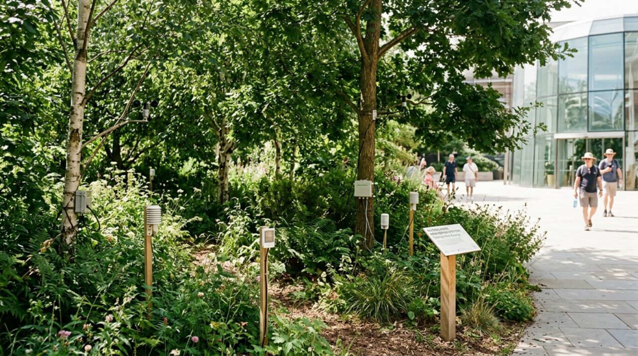Sensores registraram 11 milhões de dados num jardim urbano e mostraram que o solo sob árvores ficou até 10 °C mais frio que uma área pavimentada durante uma onda de calor