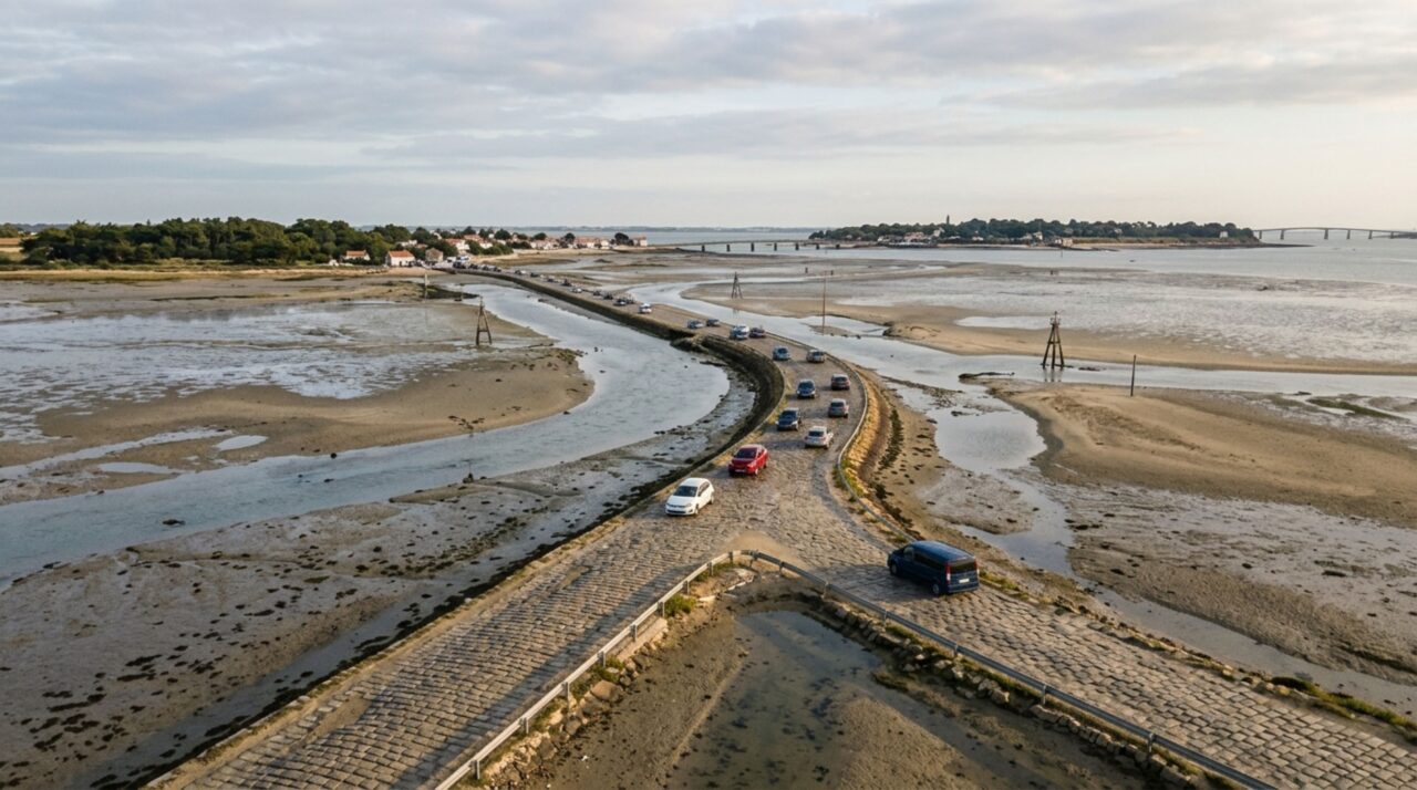 A estrada que desaparece completamente debaixo do mar duas vezes por dia e volta a ligar duas regiões quando a maré recua