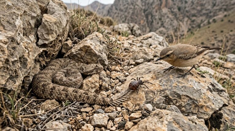 A ponta da cauda imita uma pequena aranha e pode atrair aves para perto da serpente