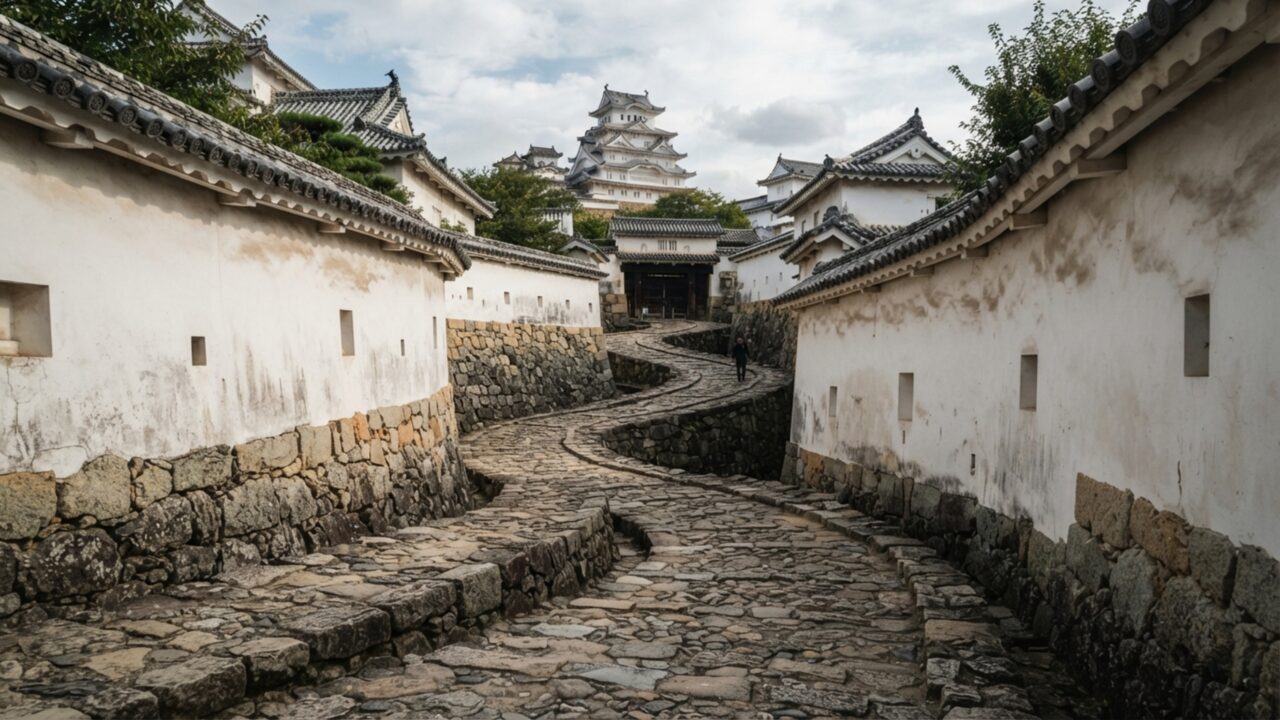 Um castelo japonês esconde um labirinto atrás das paredes brancas: 83 edifícios transformam o caminho até a torre numa defesa