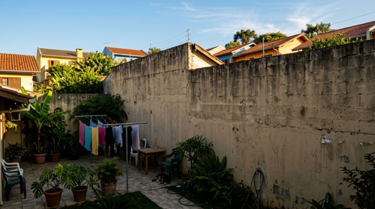 Proprietário levanta o muro de 2 para 3,5 metros para ter privacidade e descobre que a prefeitura limita a altura na divisa, o vizinho também reclama da perda de sol no quintal