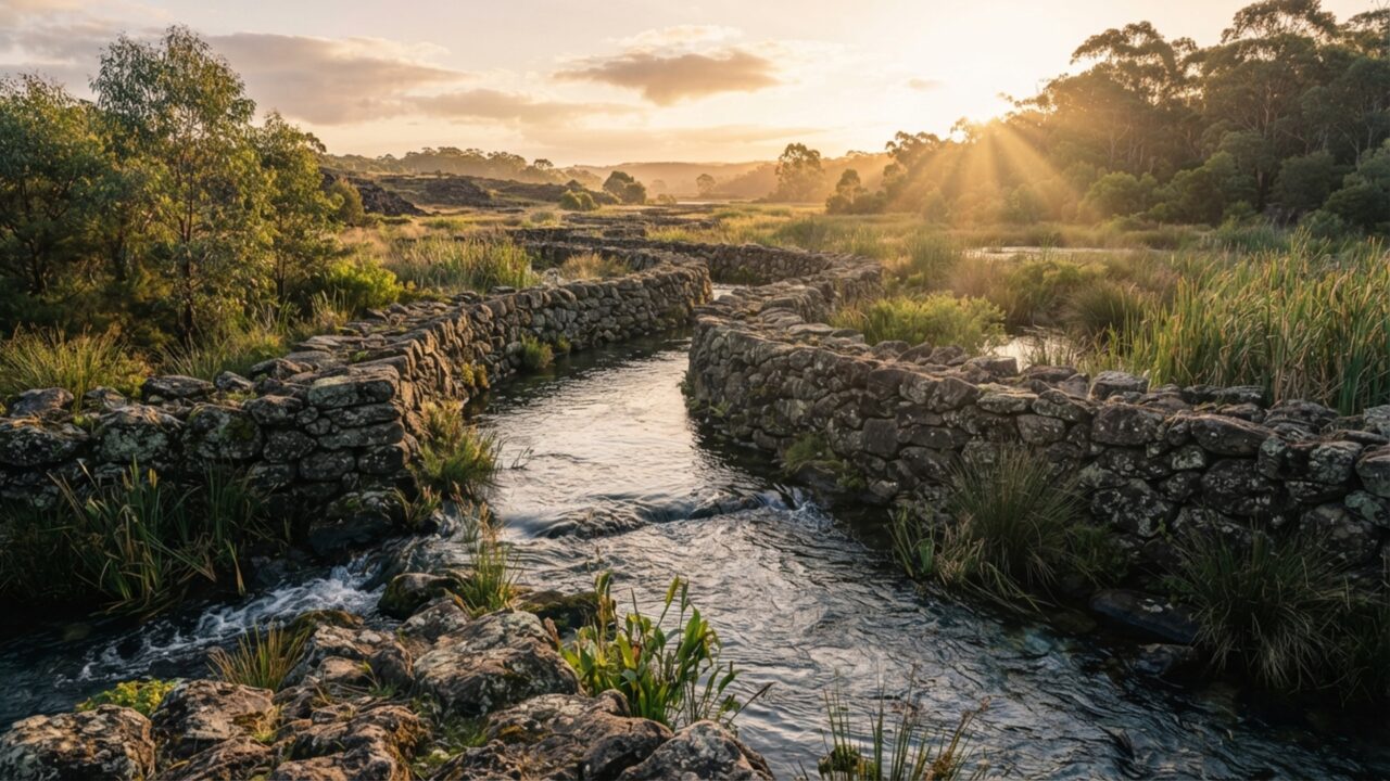 Fluxos de lava viraram canais, açudes e armadilhas para enguias há pelo menos 6.600 anos e o sistema ainda pode ser lido na paisagem australiana