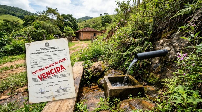 Família compra propriedade com nascente e outorga antiga, acredita que os documentos continuam suficientes e descobre que a autorização venceu antes da venda