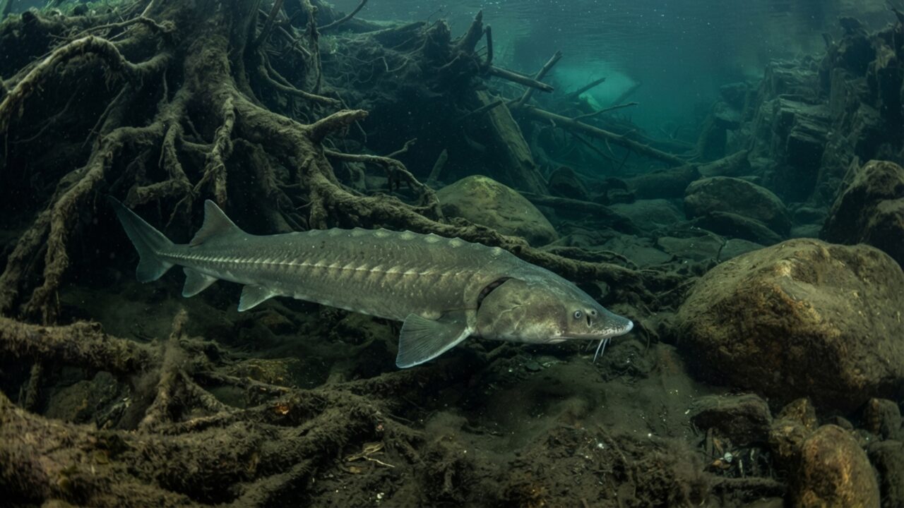 Um peixe que já chegou a 6 metros procura comida com papilas gustativas do lado de fora da boca e não tem dentes