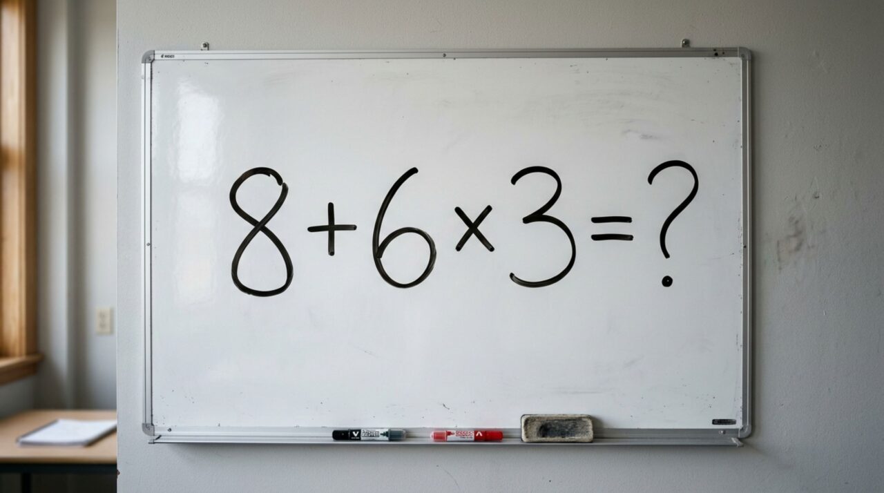 Sem anotar o cálculo, resolva a expressão 8 + 6 × 3 e teste sua habilidade com matemática básica