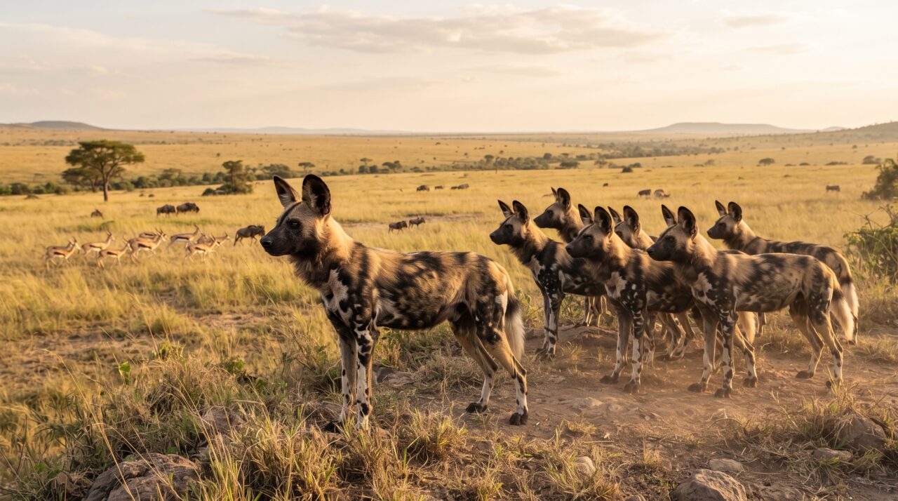 As estratégias e o comportamento de caça do cão-selvagem-africano