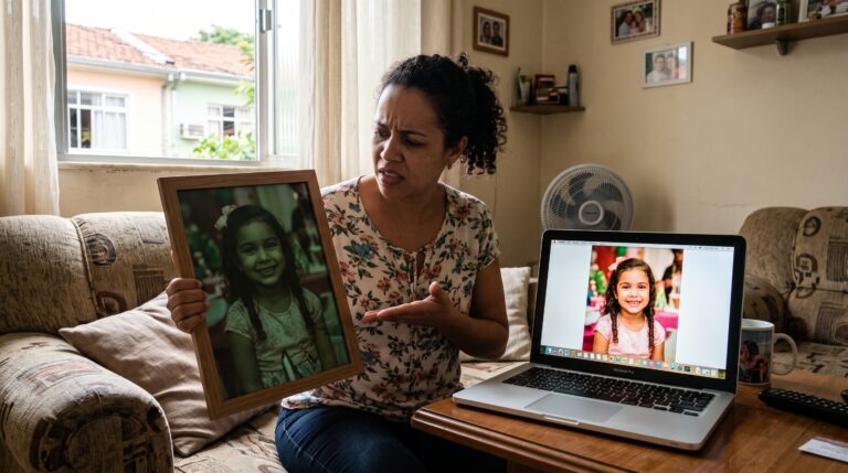 Família encomenda retrato para uma festa, recebe uma impressão com cores diferentes das aprovadas e tenta entender quando pode exigir nova entrega