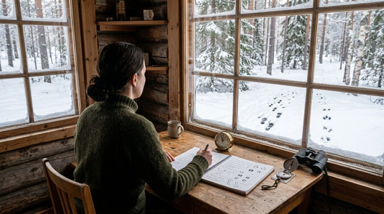 Registrar horário, direção, clima e pegadas transforma observações isoladas na floresta finlandesa em um histórico comparável de atividade animal