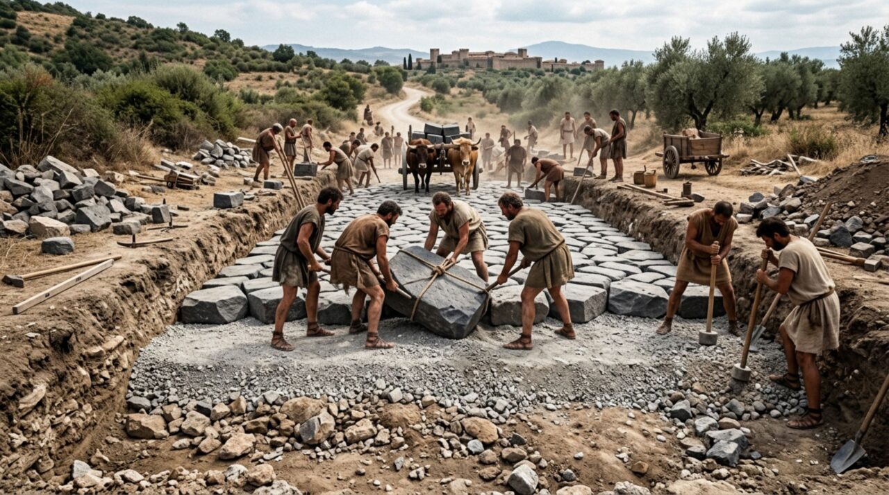 Camadas estruturais usadas na construção de um trecho da Via Appia