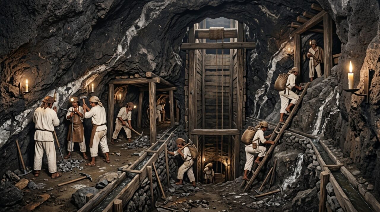 Poços profundos e galerias revelam a escala alcançada pelas minas de Guanajuato