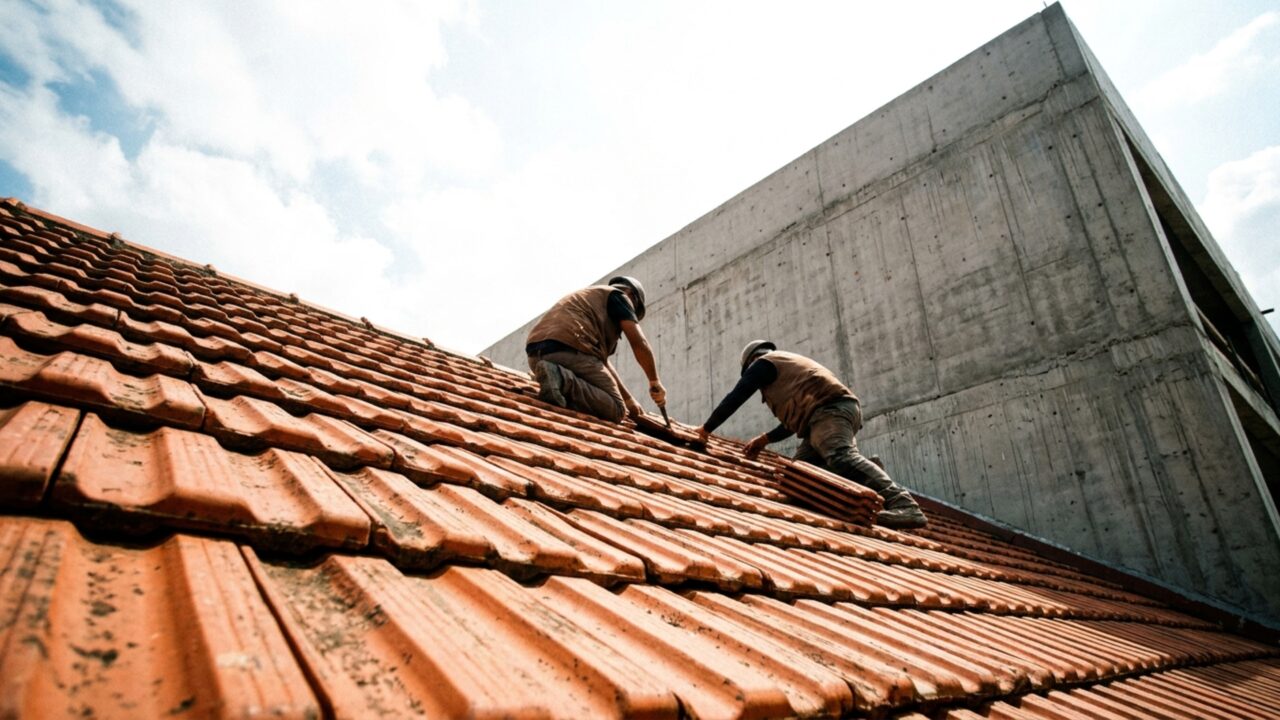 Ao voltar do trabalho, dona da casa encontra pedreiros retirando telhas de sua cobertura porque vizinho precisava alcançar uma parede que ficava escondida