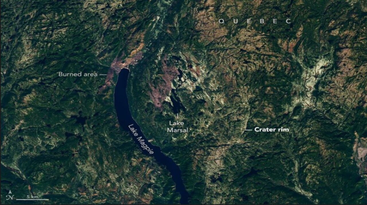 Um homem procurava lugar para acampar e encontrou uma cratera: imagem de satélite revelou impacto escondido no Quebec