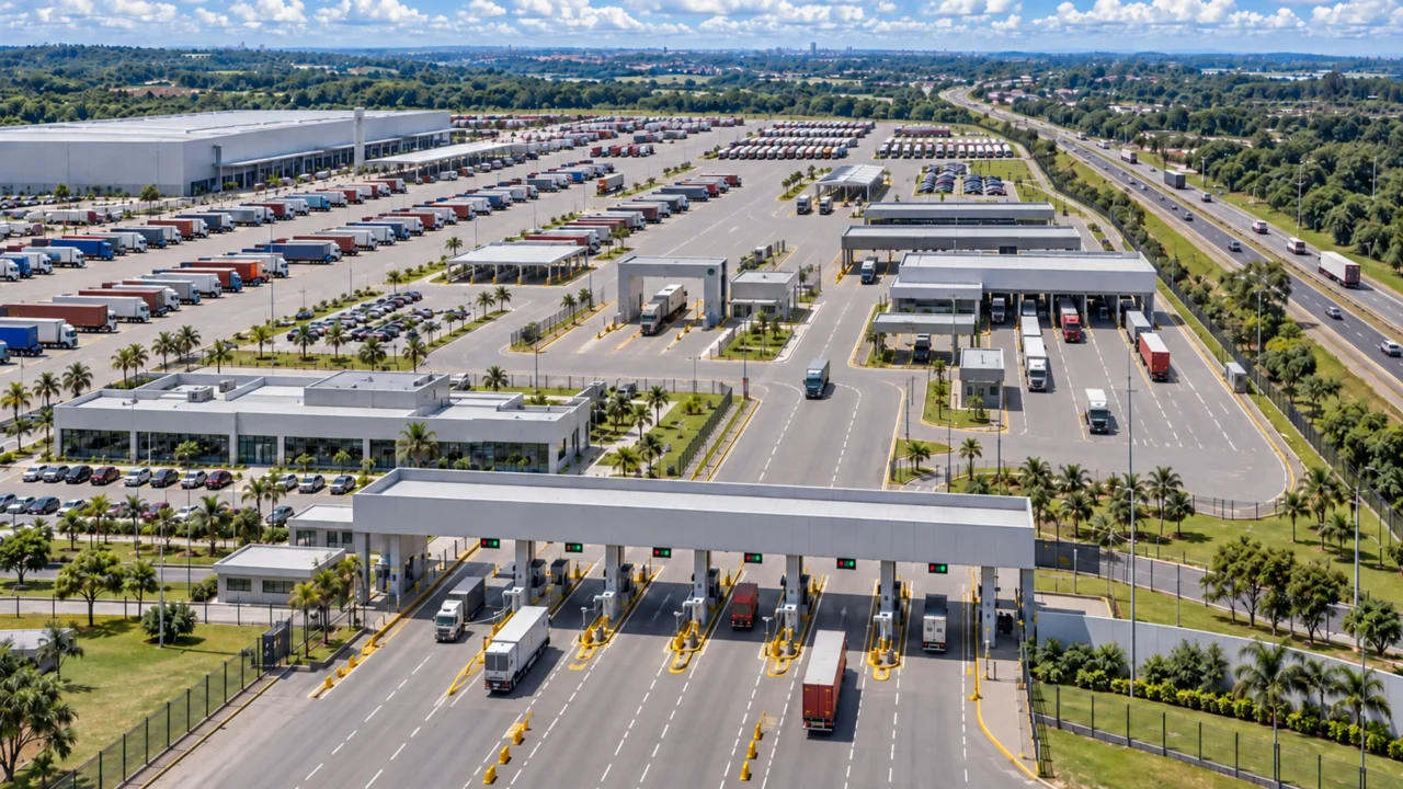 Megaobra de R$ 500 milhões ocupa 550 mil m² na Tríplice Fronteira para erguer o maior porto seco da América Latina, com capacidade para 2 mil caminhões por dia