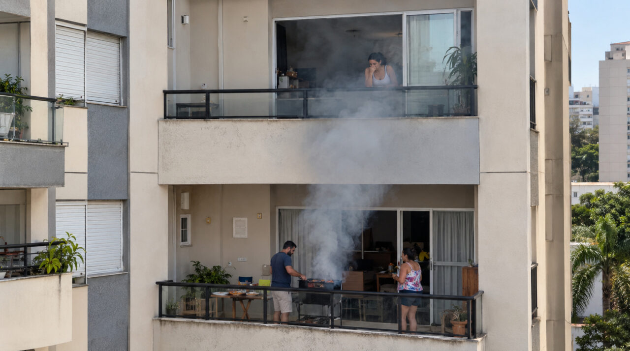 Fumaça do churrasco do vizinho de baixo invade o apartamento todo fim de semana, e o condomínio pode multar