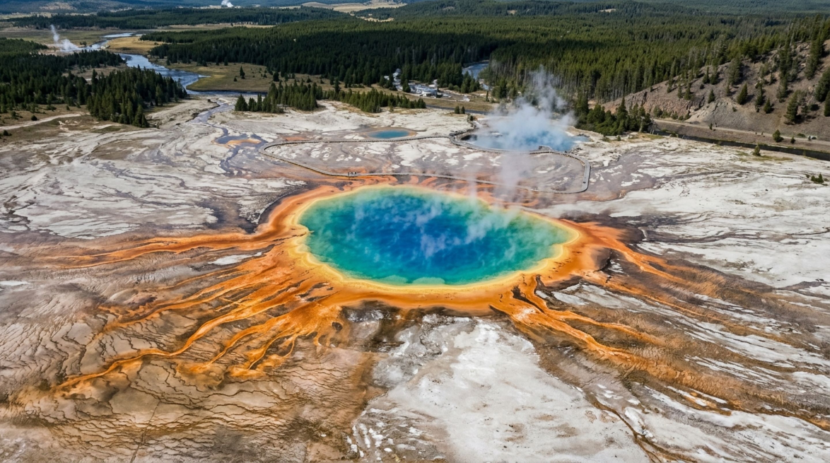 As faixas amarelas, laranjas e verdes ao redor das águas quentes de Yellowstone não são apenas minerais: trilhões de organismos ajudam a pintar o solo