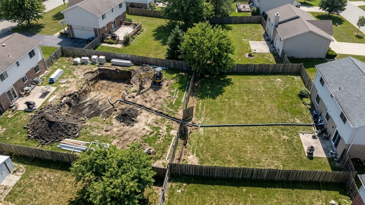 Obra de piscina revela um cano que abastece duas casas, e família recebe cobrança para pagar sozinha pela mudança da tubulação