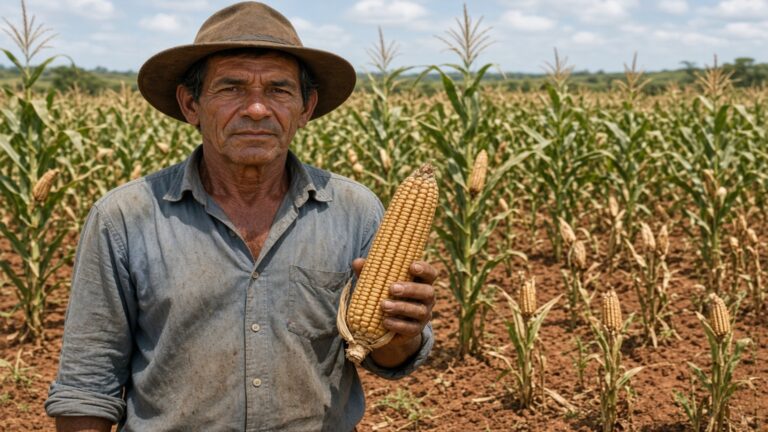 Agricultor guarda grãos das melhores espigas para economizar na próxima safra e percebe que o milho híbrido não repete o resultado da primeira colheita