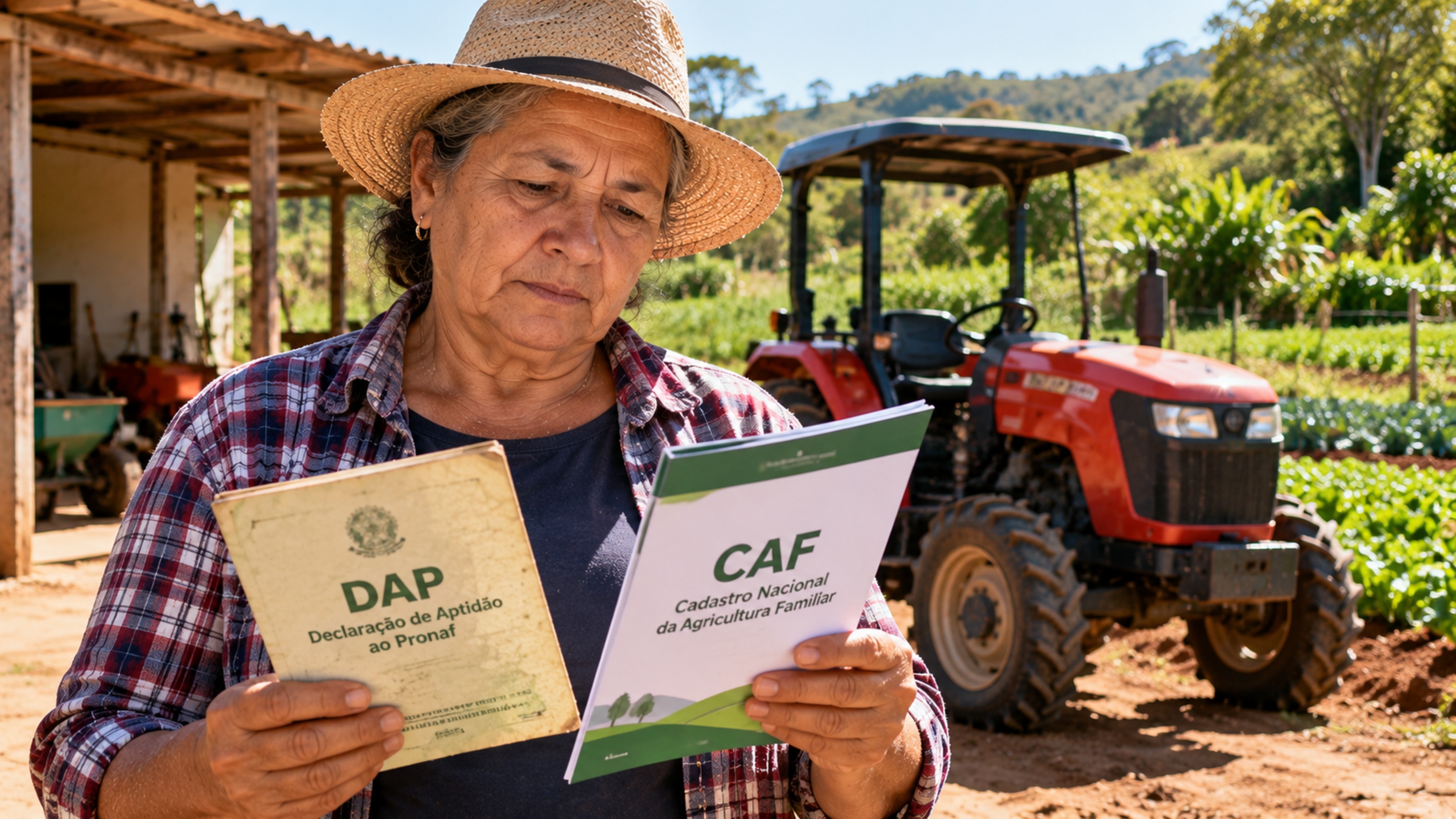 Agricultora de 63 anos procura financiamento para comprar um pequeno trator e descobre que a antiga DAP está sendo substituída por outro cadastro utilizado para acessar benefícios da agricultura familiar