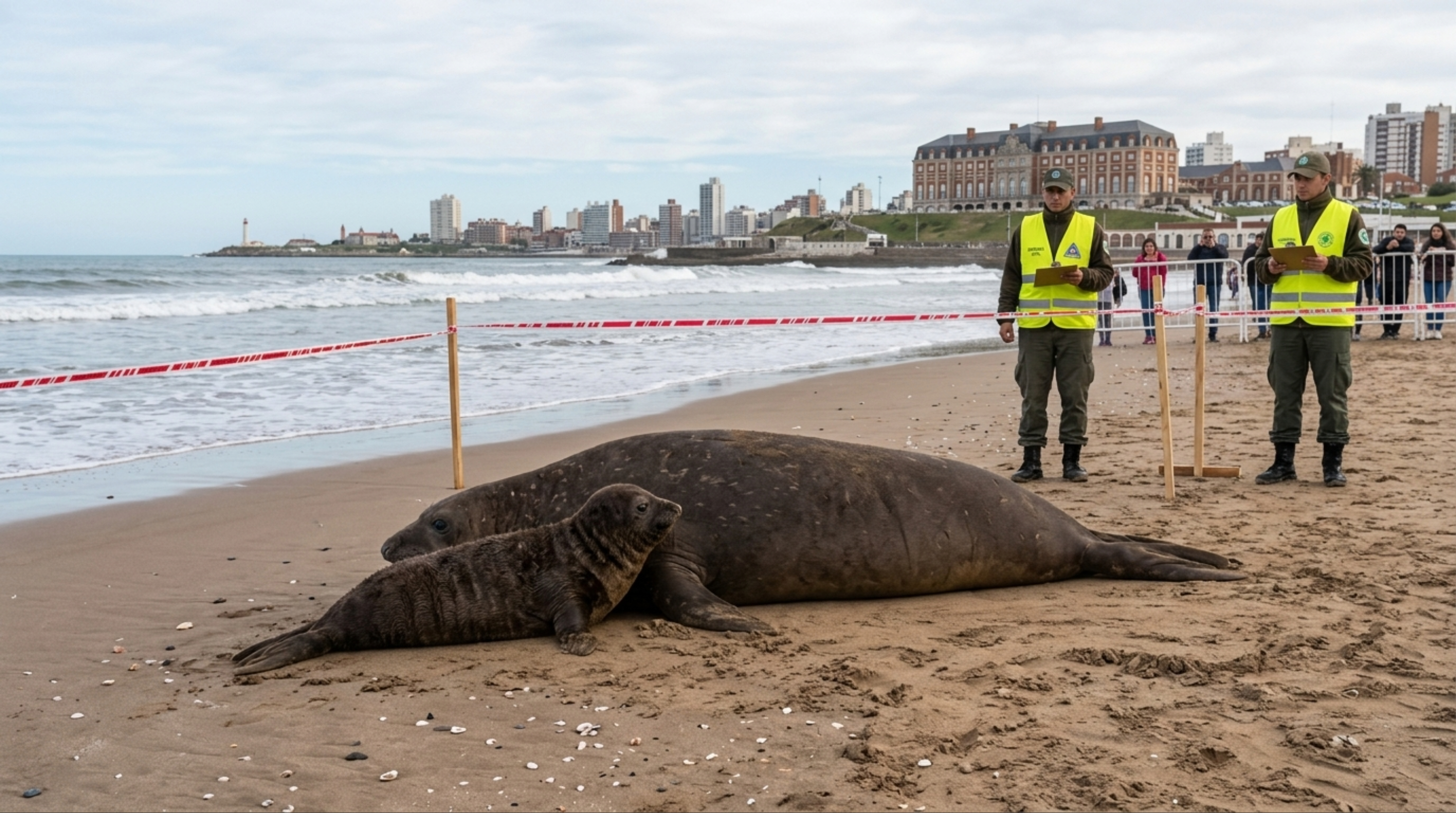 Alfredito, o filhote de elefante-marinho que nasceu e cresce em uma praia da Argentina, sob a custódia de sua mãe e do município