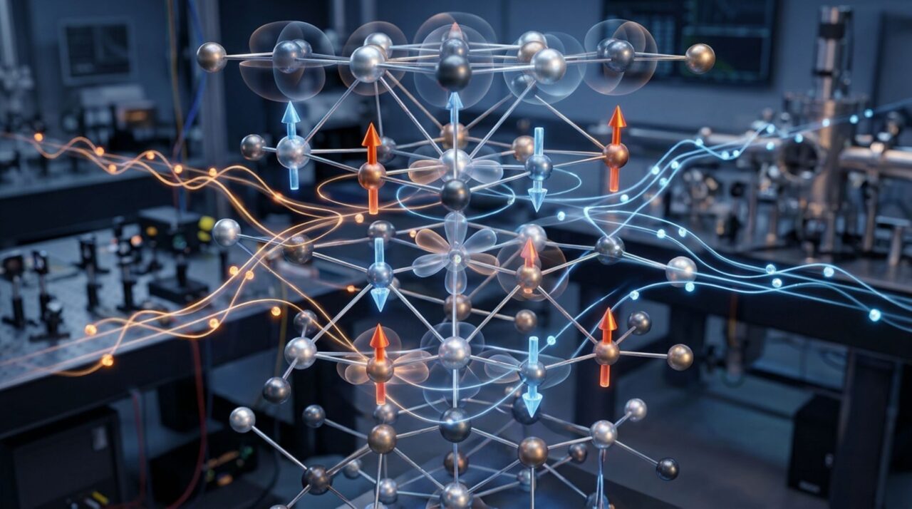 Altermagnetismo combina momentos magnéticos compensados com estados eletrônicos diferentes para cada orientação de spin