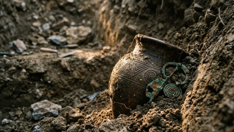 A chuva derrubou parte de uma encosta na Itália e expôs uma sepultura de 2.600 anos que ninguém sabia estar ali