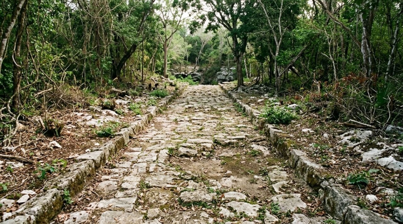 O antigo caminho cerimonial sacbé ligava a área monumental de Chichén Itzá ao Cenote Sagrado