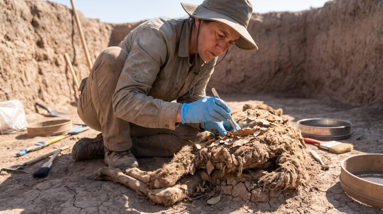 Folhas de coca ficaram presas na lã de lhamas sacrificadas e preservaram um detalhe ritual que nunca havia aparecido assim no Peru
