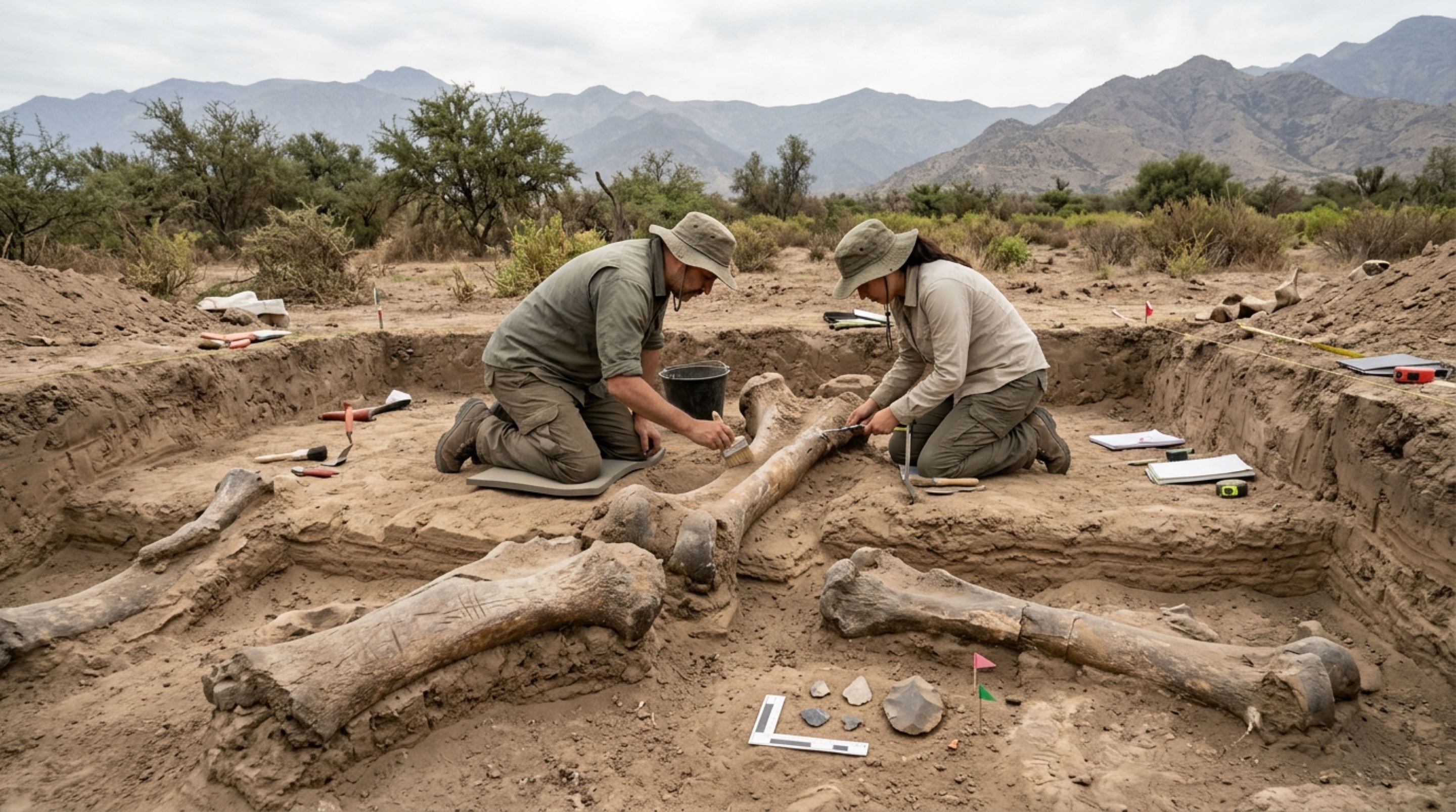 Marcas de corte em ossos de animais gigantes mostram pessoas abatendo presas no Chile há até 13 mil anos
