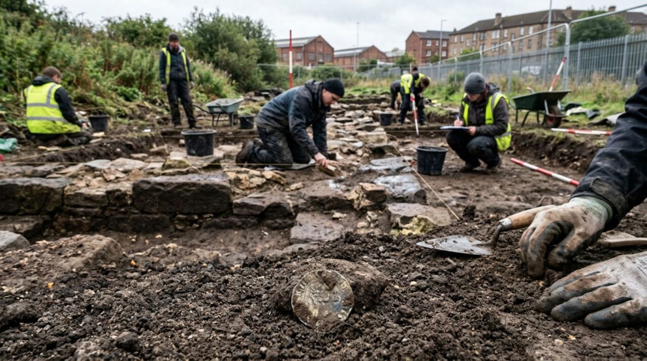 Escavações de 2026 recuperaram vestígios da muralha e objetos relacionados à história de um conflito pelo acesso público em Glasgow