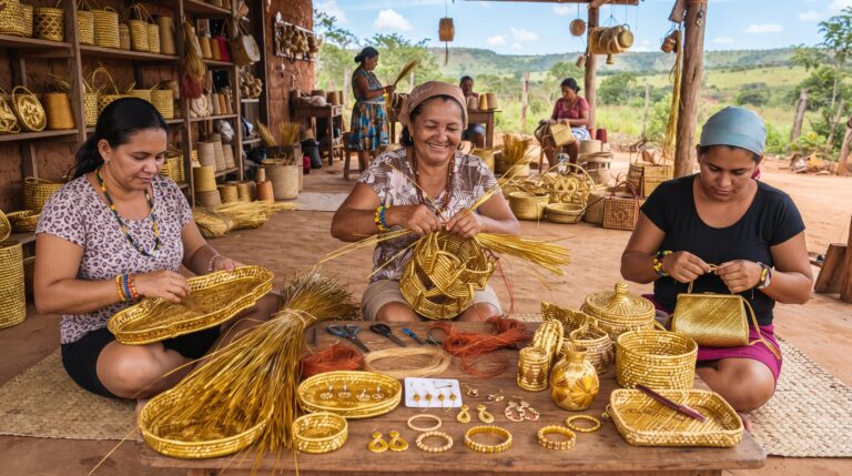 A colheita e o artesanato exclusivo de capim-dourado na cidade de Mateiros, no Jalapão.