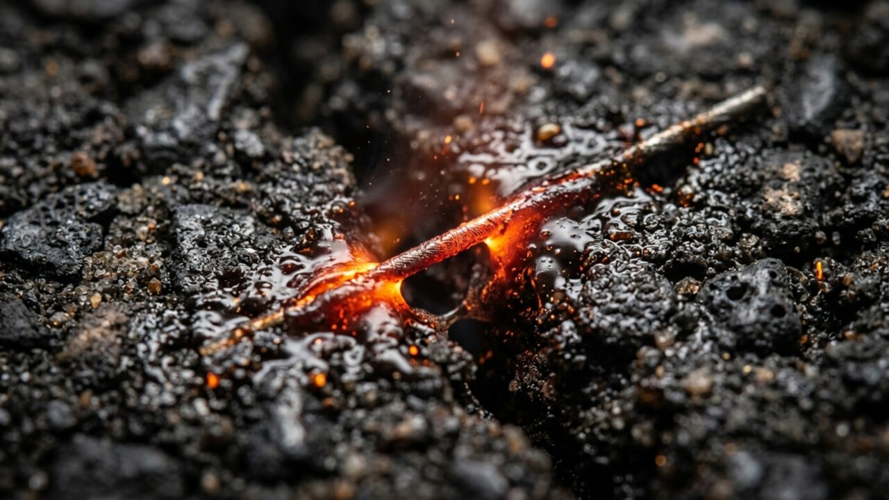 Engenheiros misturam pequenas fibras metálicas ao asfalto para que rachaduras possam ser aquecidas e parcialmente fechadas sem refazer toda a pista
